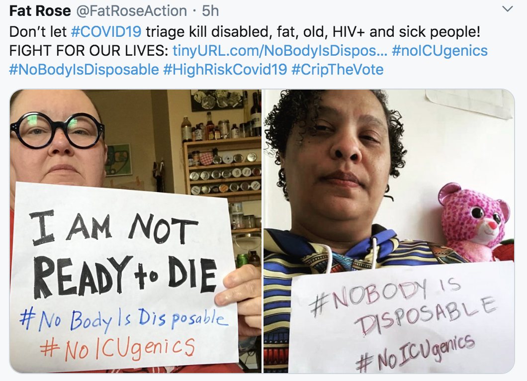 #NoBodyIsDisposable Campaign Against Discrimination in Triage